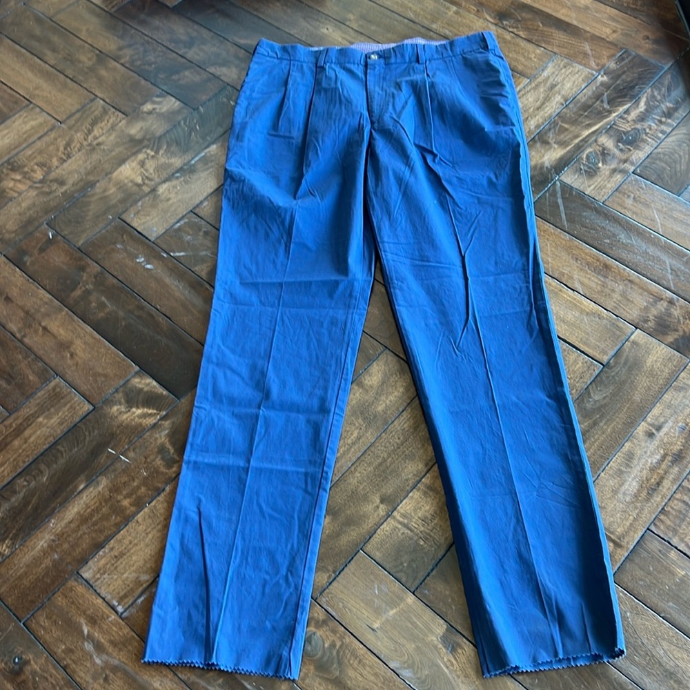 Frank’s made in USA standard fit blue bird size 42 pleated unhemmed trouser